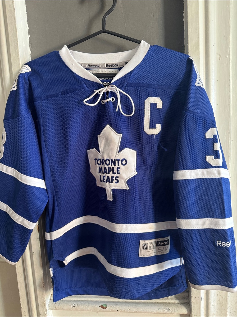 Reebok Blue and White Toronto Maple Leafs Captain Hockey Jersey